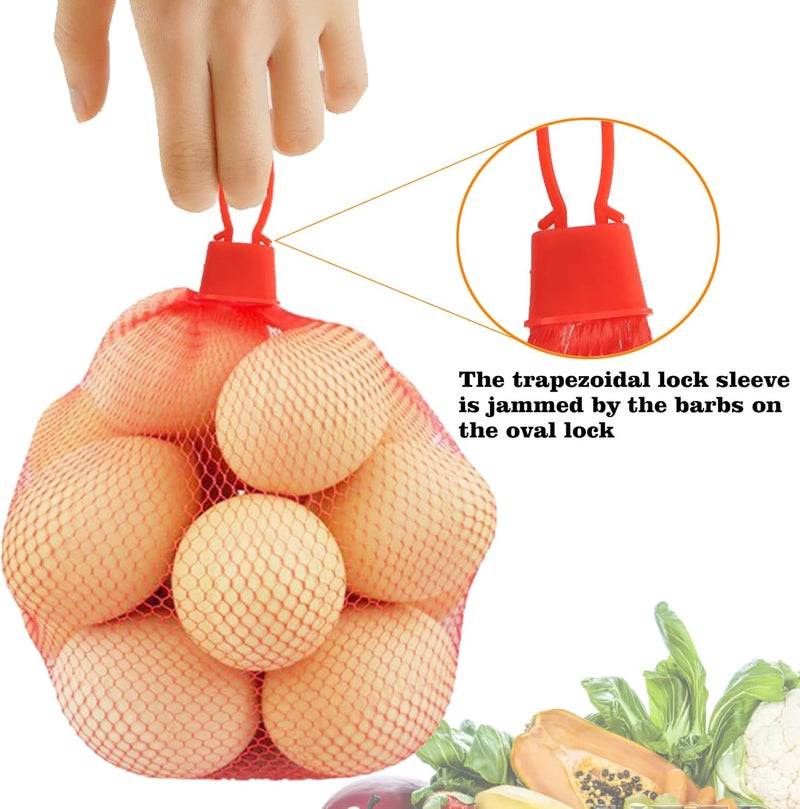 Dupiulk Reusable Mesh Produce Bags, 20 Inch Seafood Boil Bags for Crab Clam Shrimp Cooking, Onion Potato Storage Vegetable Packaging Net Bag with Loop-style Closures (100Pcs-Red) - Image 3